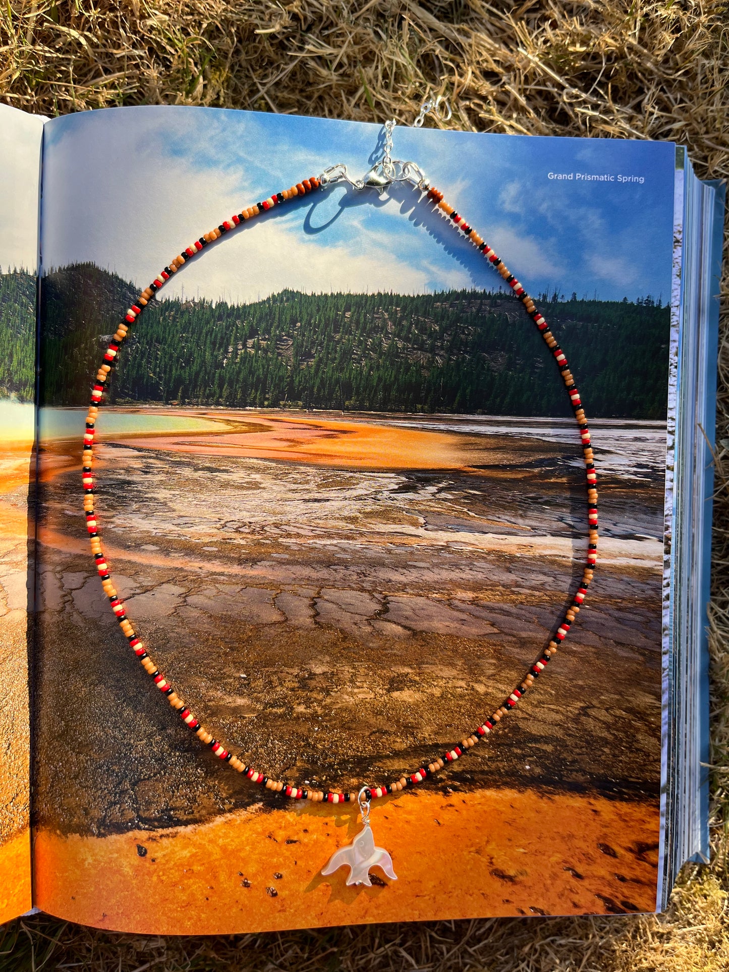Swallows beaded necklace ~ tan 16” READY TO SHIP