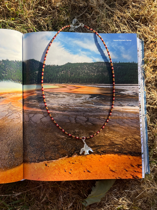 Swallows beaded necklace ~ tan 16” READY TO SHIP