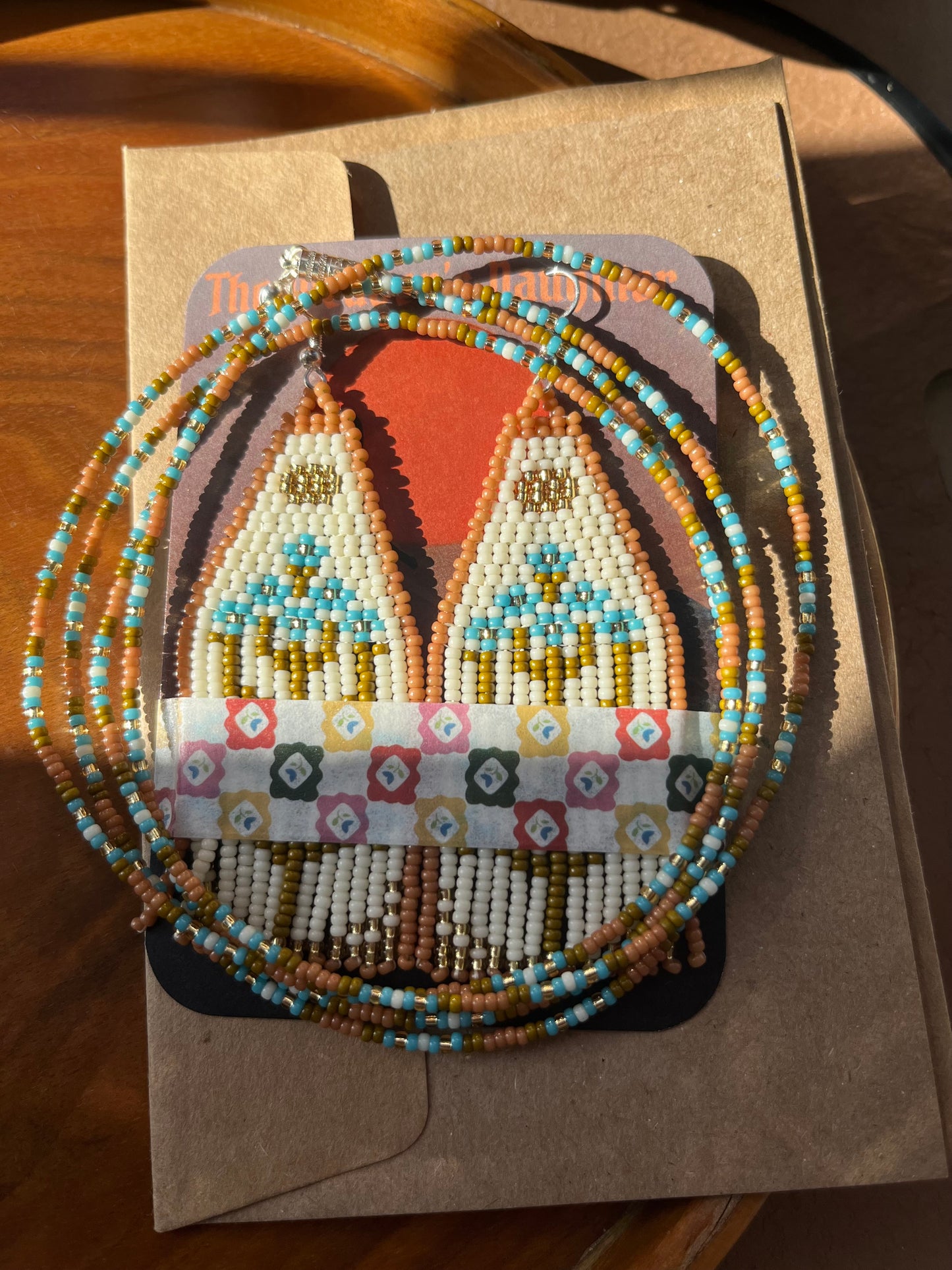 Forget-me-not beaded necklace 16”