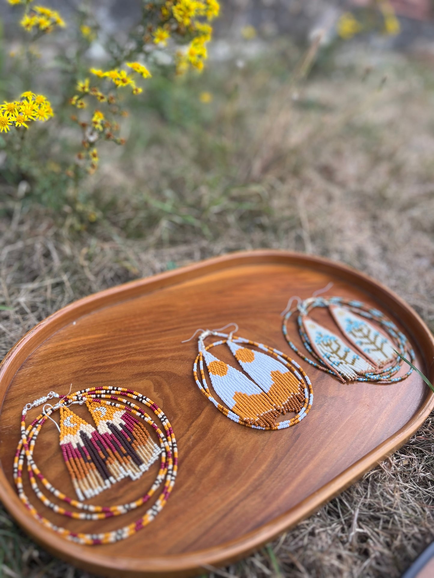 Forget-me-not beaded necklace 16”